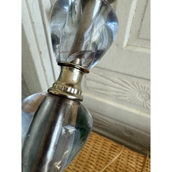 Vintage 60's Pair Small Table Lamps Purple Stacked Lucite Clear Glass - Picture 6 of 16